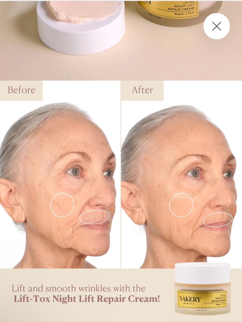 Nakery Beauty Night Lift Repair Cream with Lift Tox - Picture 6 of 10